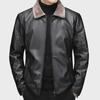 Мужская облегающая кожаная куртка с бархатной подкладкой 2024 года на осень/зиму