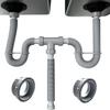 Adjustable Double Sink Drain Kit: Flexible 1-1/2 & 1-1/4 Inch P Trap Sink Drain