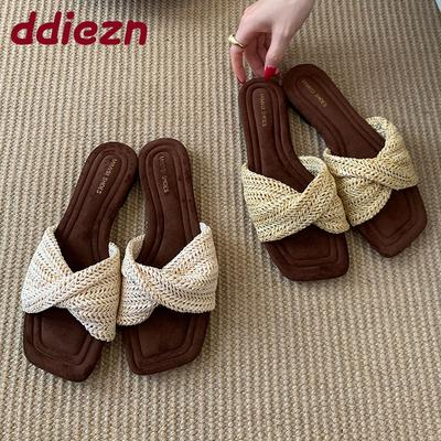 Модные женские шлепанцы Женские балетки Тапочки Обувь Повседневные Пляжные Мягкие Модные С квадратным носком Женские Балетки Тапочки Обувь Сандалии Вьетнамки