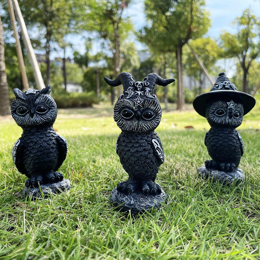 Завораживающая фигурка совы из смолы на тему Хэллоуина Очаровательная скульптура животного для декора