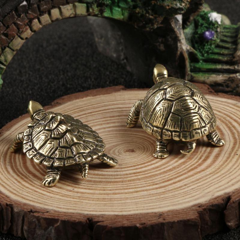 Lucky Small Money Turtle Retro Tortoise Statue Desktop Ornaments Solid Copper Figurines Home Decoration