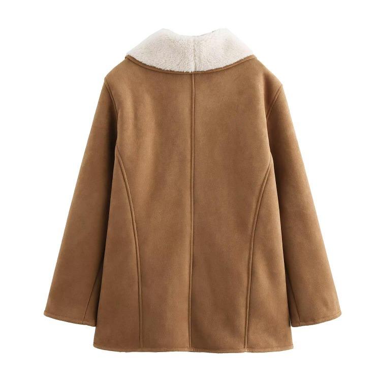 Европейско-американская уличная мода Женское пальто с длинными лацканами и меховой отделкой для осени и зимы, стиль кросс-бордер