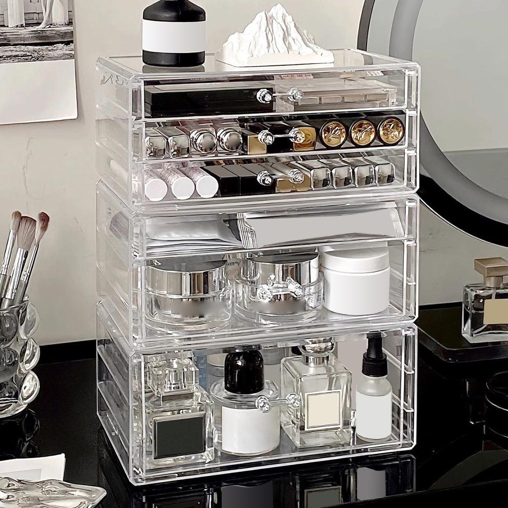 Large Capacity Drawer Storage Box Plastic Cosmetic Storage Box for Makeup Jewelries Gadgets