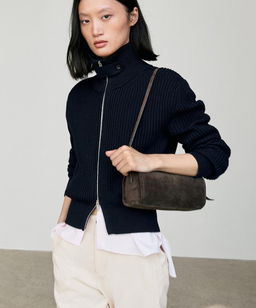 Кардиган Massimo Dutti из 100% хлопка с деталью на воротнике