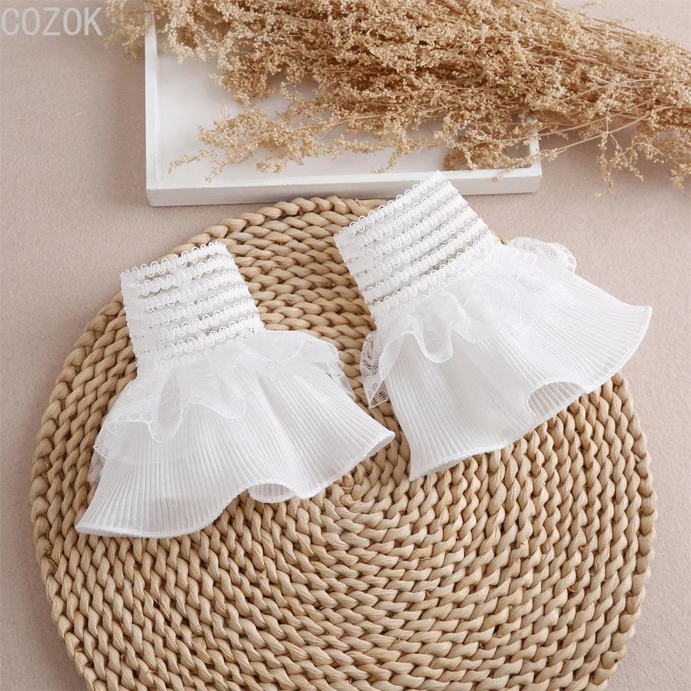 DIY Detachable Cuffs Cuff Extension Embroidery Lace Daisy Fake Sleeves Elastic Wild Wrist Pleated Organ Lolita Fake Sleeves