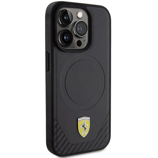 Ferrari Fehmp15Lptek Iphone 15 Pro 6.1 Czarny/Black Hardcase Carbon Metal Logo Magsafe