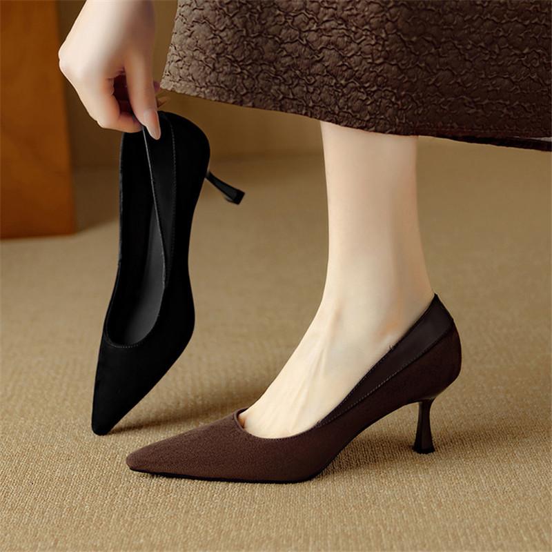 Fashion New Spring Sheep Suede Woman Shoes Pointed Toe Women Pumps Shoes for Women High Heel Fashion Concise Ladies Shoes Stiletto