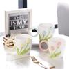 1pc Tulip Flower Ceramic Mug 3D Design Creative Relief Girl Heart Coffee Cup Birthday Mothers Day Gift for Her Afternoon Tea Cup