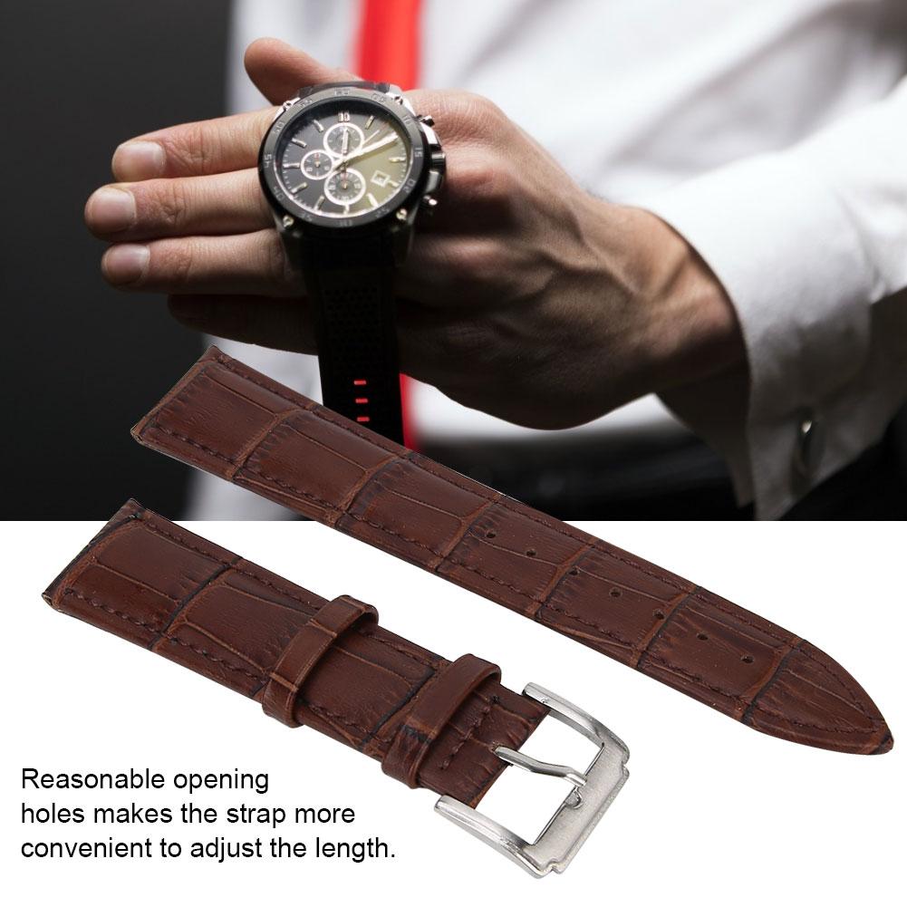 Универсальный мужской женский регулируемый ремешок для часов из искусственной кожи сменный 20 мм коричневый