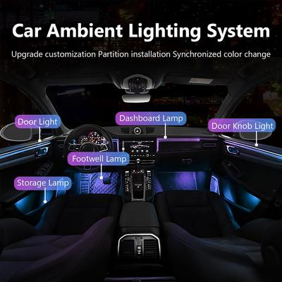 18 в 1 Автомобильные светодиодные внутренние окружающие огни Оптоволоконная RGB-лента 256 цветов Управление через приложение Автомобильная декоративная лампа для создания атмосферы