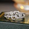 Yousheng Кольцо с полым сердцем любви Женское кольцо-заявление со стразами Сверкающее обручальное кольцо Кольцо для помолвки Свадебное кольцо Подарок на День святого Валентина для нее