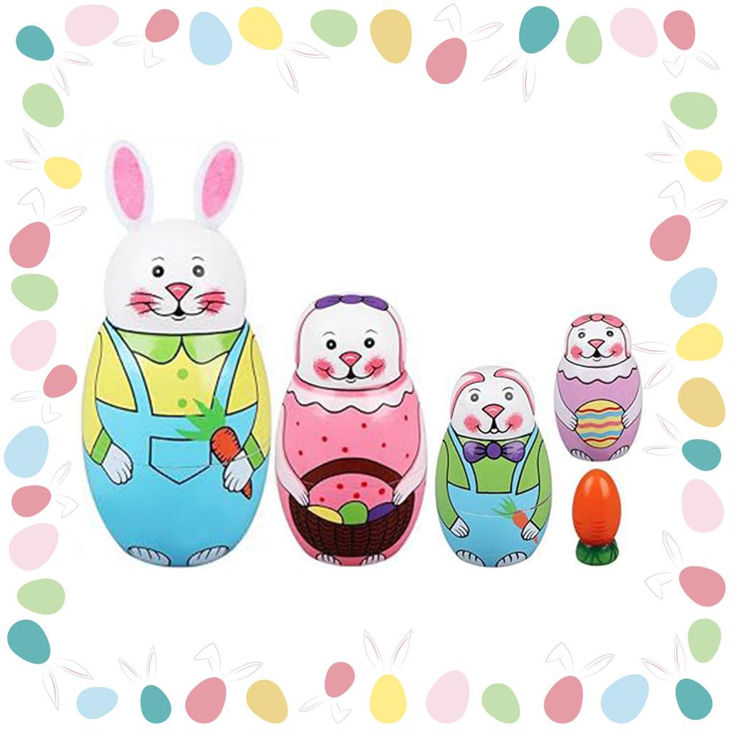 1-5X Easter Bunny Nesting Doll Dolls Toys Wooden Russian Nesting Doll Russian Nesting Stacking Dolls Home Bedroom Craft Supplie