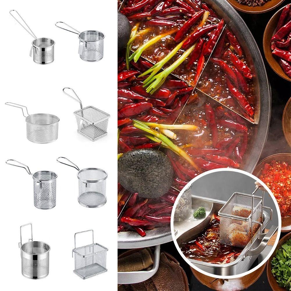 Корзина для фритюра из нержавеющей стали 304 с крючком и ручкой, многофункциональное подвесное сито-дуршлаг, фильтр для масла