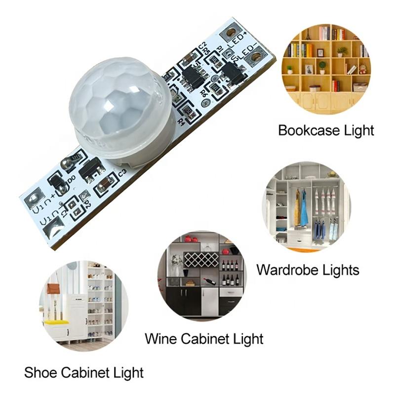 JUCAI PIR Motion Sensor Switch 5V/12V/24V DC Movement Detector 30s Delay 3-8m Sensing Range 25W Load Customized Automatic Timer