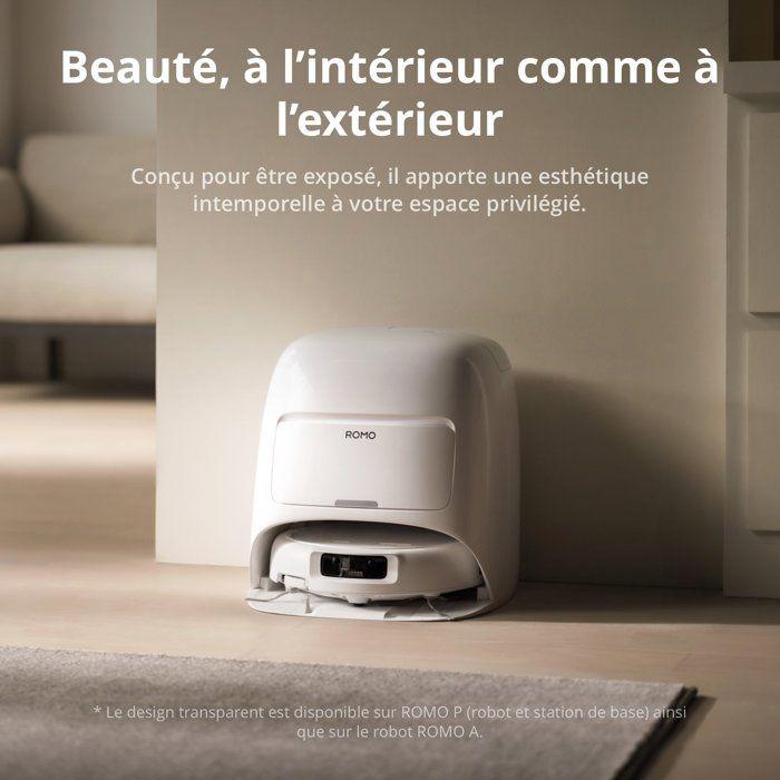 DJI ROMO S - Robot Aspirateur Laveur avec Station - 25 000 Pa - Détection de Niveau Drone - 200 Jours sans Maintenance