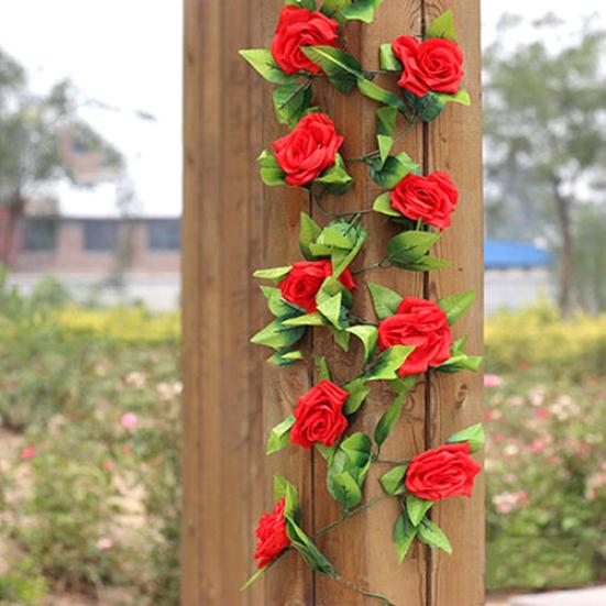 Fake Flower Vine Realistic Looking Decorative Cloth Outdoor Simulation Rose Flower Vine for Home