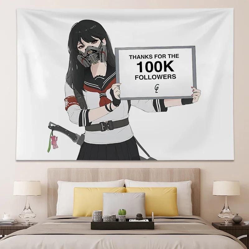 Японские плакаты и принты для украшения комнаты подростка, каваи, аниме, большой гобелен, настенные фрески для спальни, настраиваемые