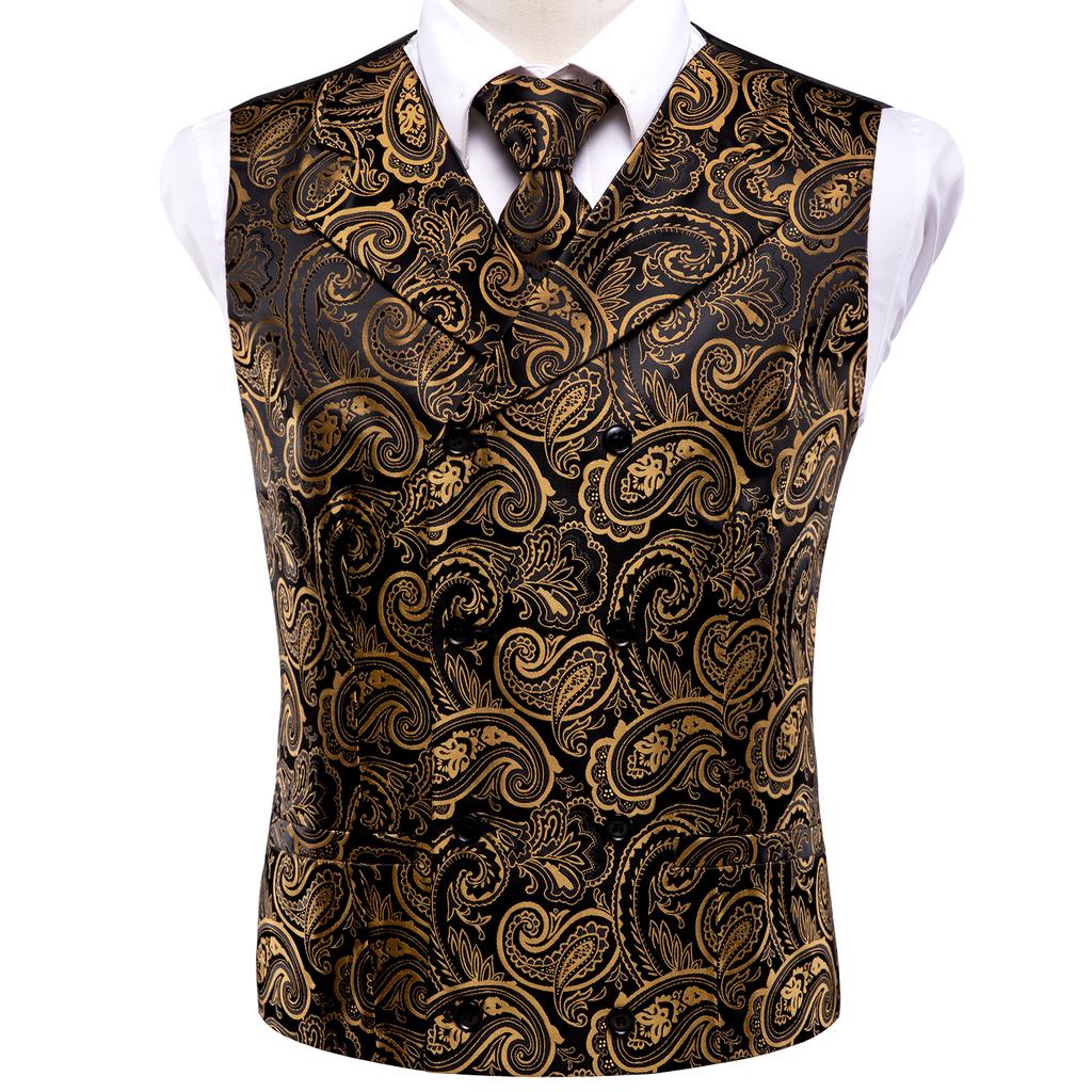 Formal Casual Vest Tie Set Mens Silk Waistcoat Tuxedo Gilet Hankie Cufflinks
