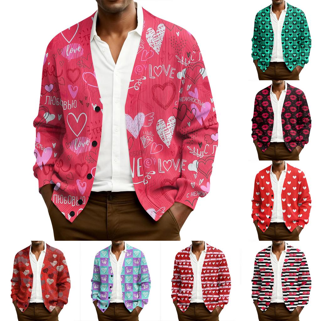 Мужской кардиган с длинным рукавом, рубчатой вязки