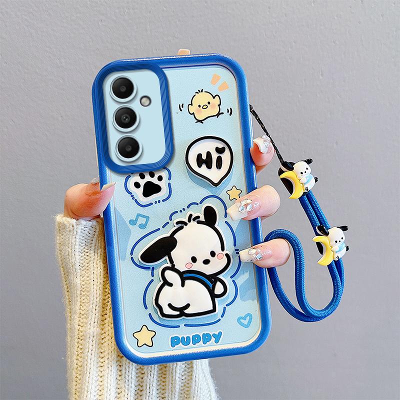 KEYSION Shockproof Case for Samsung A54 5G A34 A24 A14 LTE with Lanyard Silicone Cute 3D Cartoon Doll Phone Cover for Galaxy A04S