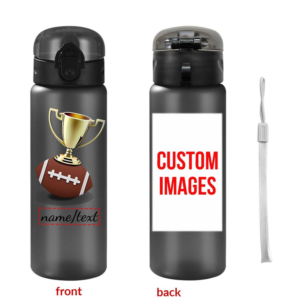 1pc Customized Photo Name 780ml/26oz Outdoor Travel Sports Cup with Lanyard Leakproof Plastic Water Bottle for Watching Matches
