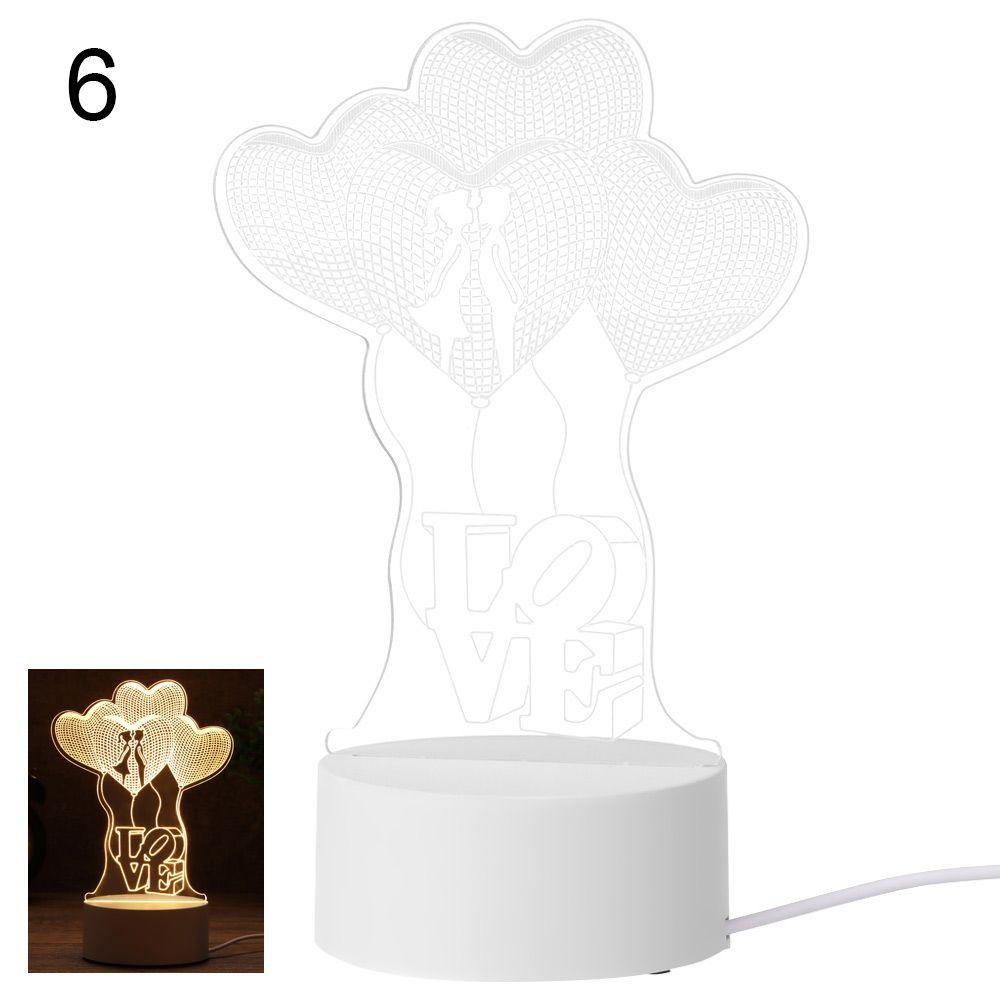 Day Gift Home Decor Luminous Table Lamp Rabbit Heart Love 3D LED Light Acrylic LED Night Lights