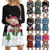 Женское повседневное платье с рождественским принтом и круглым вырезом, пуловер с длинными рукавами, кофейное настроение
