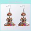 Halloween Flower And Skull Pattern Women Earrings For Party And Holiday Wear