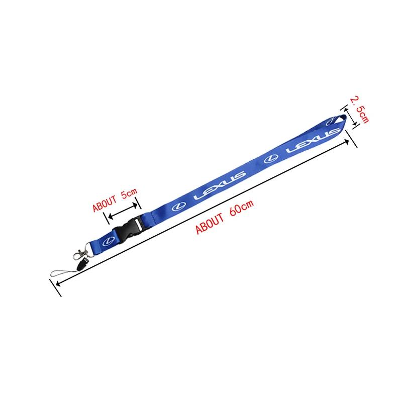 1pc Car Lanyard Straps Double-sided Logo Cell Phone Hanging Work Lanyard Car Keychain Auto Accessories Pendant Men Gift Key Ring