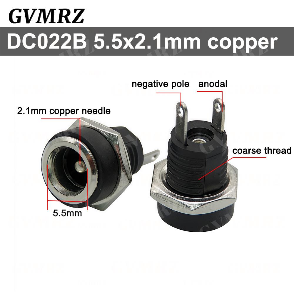 10PCS/lot DC022 DC-022 5.5x2.1mm DC Power Socket 5.5*2.5mm DC Connector 5.5*2.1 Round Hole Interface Panel Socket 3.5x1.3mm