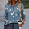 Повседневная женская блузка с длинным рукавом, на пуговицах, с цветочным принтом, базовая, обычного кроя