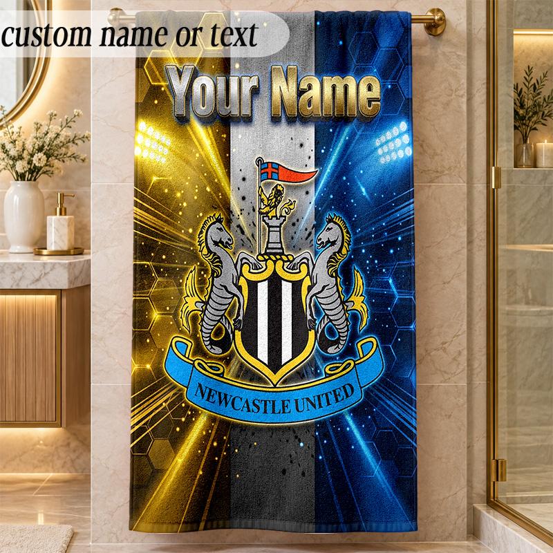 Пляжное полотенце Newcastle United FC С индивидуальным именем Текст Персонализированное Мягкое полотенце для пляжа Бассейна Дома Декор Подарок
