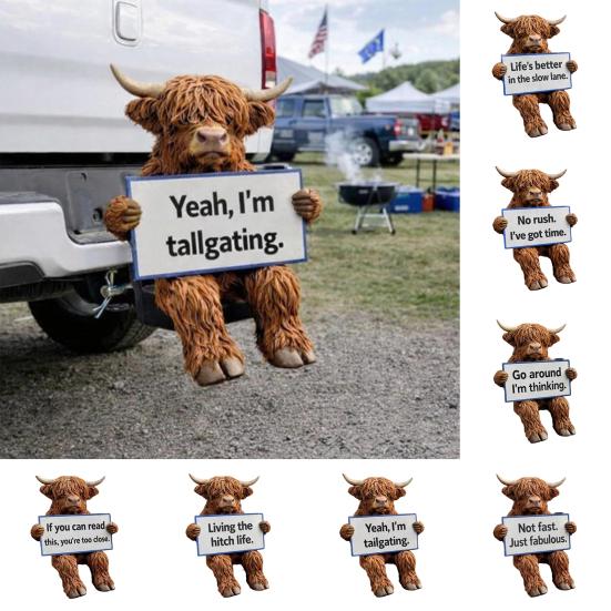 Шотландская корова Hitch Buddy Смола Шотландский крупный рогатый скот Крышка фаркопа Устойчивая к погодным условиям Пикап Внедорожник Грузовик Декоративное украшение для фаркопа автомобиля