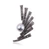 Black Enamel Brooches Women Men Metal Pearl Plants Leaves Party Brooch Girls' Bag Hat Accessories Jewelry Decoration