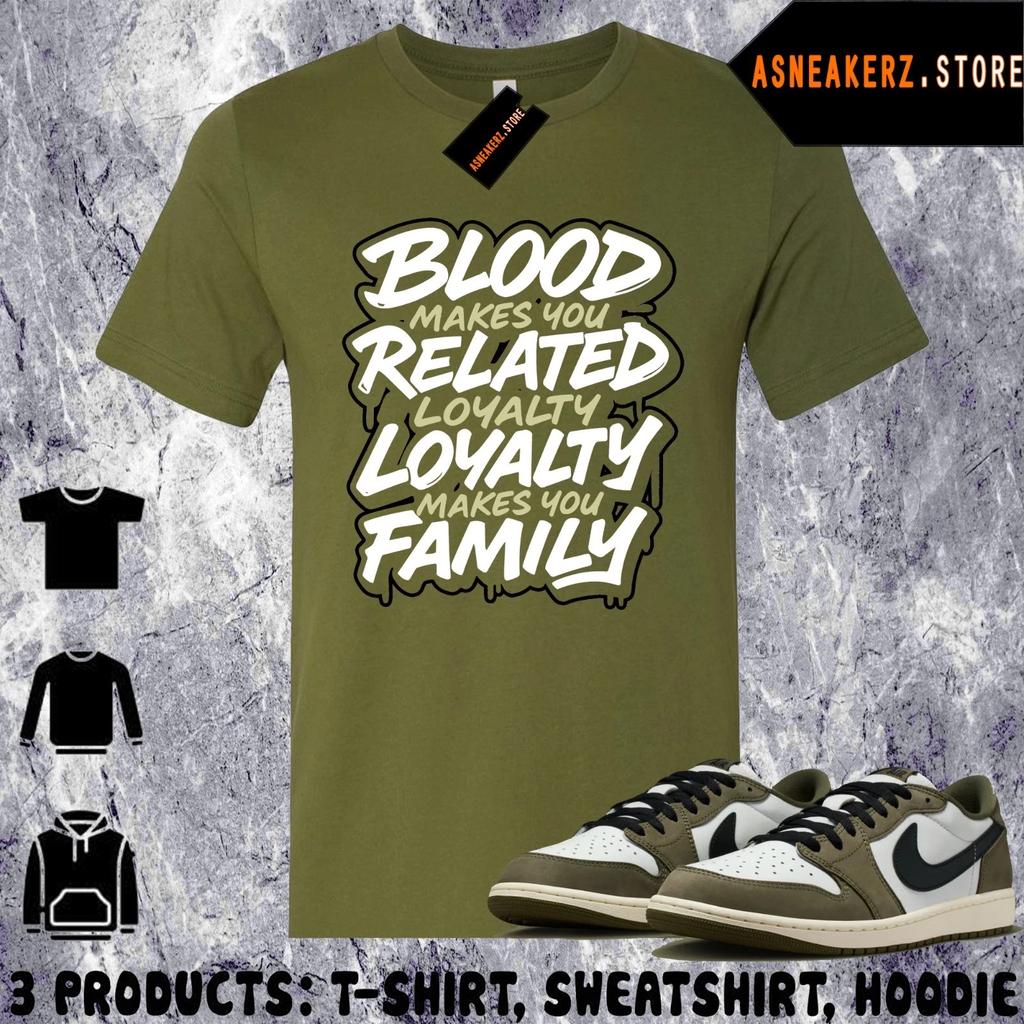 Рубашка в тон кроссовкам AJ 1 Low OG Medium Olive 2026 Совпадение с кроссовками Лояльность превыше всего