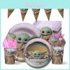 Baby Yoda Themed Birthday Party Decor Supply Set For Childrens Celebrations**