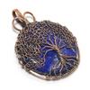 Кулон Древо Жизни из лазурита, Кулон ручной работы с обмоткой из медной проволоки 999 пробы, Антикварные украшения, Для подарка, Медные украшения