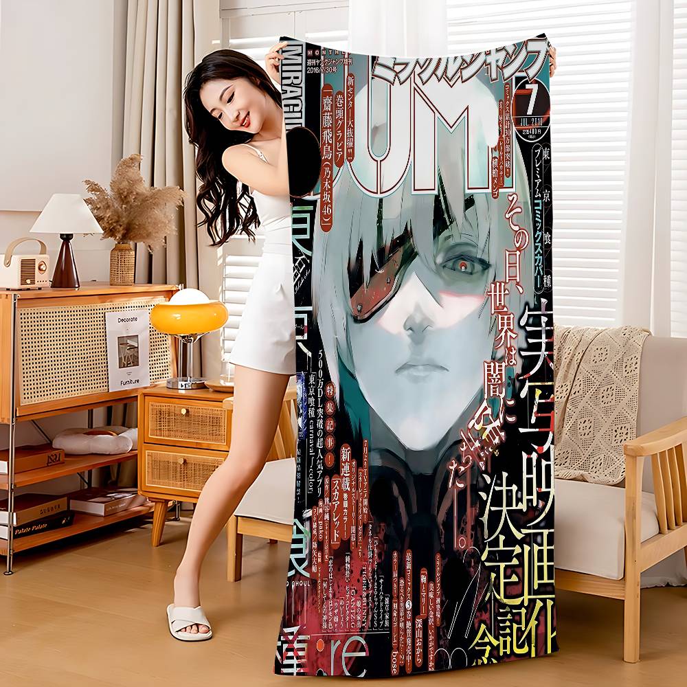 Anime Tokyo Ghoul Microfiber Blanket Quick Drying Beach Towels Oversized Printing Super Absorbent Pool Towel Blanket