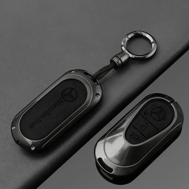 AXX2 Leather Car Key Case Cover Shell Holder Bag For Mercedes Benz 2022 C S Class W206 W223 S350 C260 C300 S400 S450 S500 Accessories