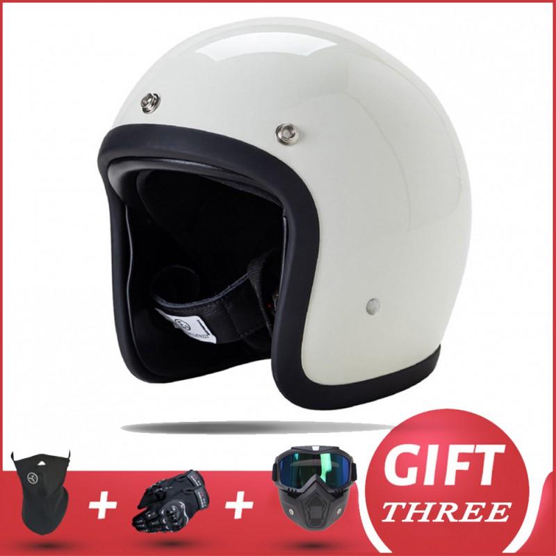 Lightweight Retro Cruiser Motorcycle Helmet Men Women Full Face DOT Approved Vintage Style
