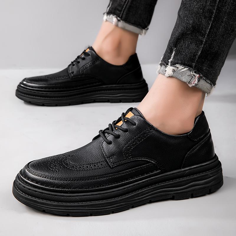 Черный Новый Дизайн Мужские Оксфорды Обувь Броги Повседневная Обувь Мужская Натуральная Кожа Обувь Рабочие Ботинки Бизнес Повседневные Кроссовки Высокого Качества
