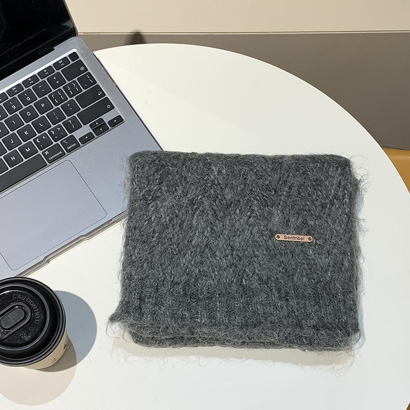 Iron standard alpaca wool Korean atmosphere knitted scarf women's winter new student solid color versatile warm scarf men