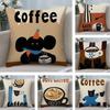 Creative Coffee Illustration Pillow Case Plush Fabric Soft Double Sided Print Home Sofa High Quality Cushion Cover Throw