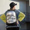 Jierotyx Silver Skull Head Backpack for Women and Men Gothic Cracked Rivets Studded Cool Laptop Backpack Large College Bookbag