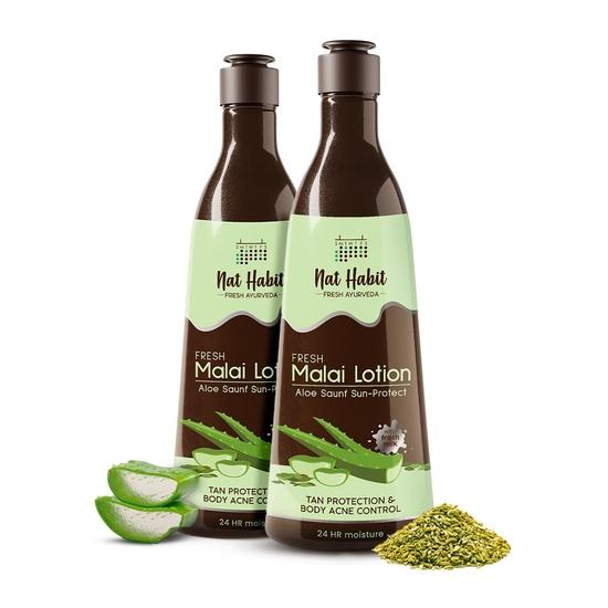 Nat Habit Fresh Whipped Body Lotion, Aloe Saunf Sun Protect Malai Lotion, Detan Hydration & 24 Hours Moisture, 250 Ml (Pack of 1)