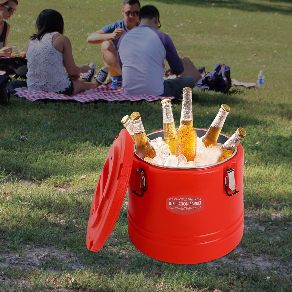 30L Capacity Commercial-Grade Insulated Soup & Food Storage Bucket, Red Hot Cold Temperature Retention Pail, 31.7 Qt Container