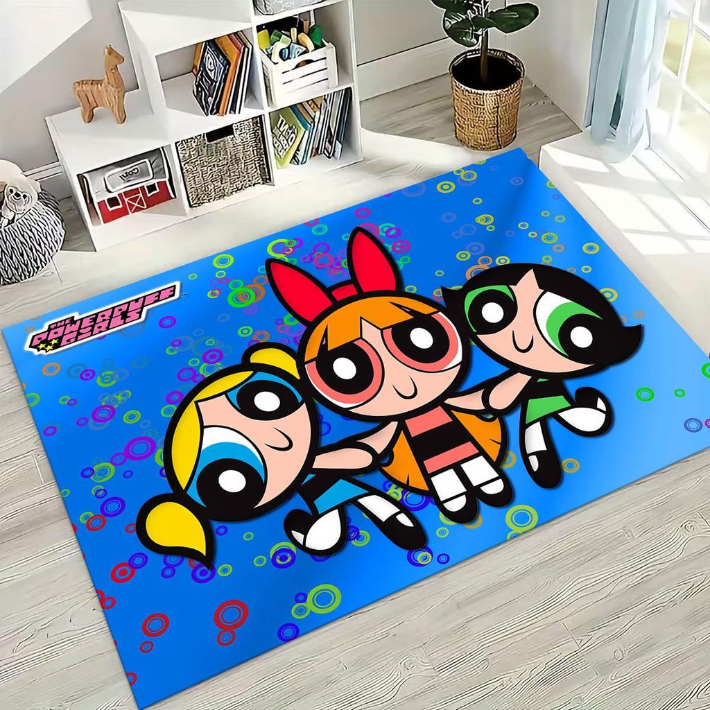 Мультяшный P-Powerpuff Girl Милый Арт Ковер Коврик для Спальни Гостиной Дивана Домашний Придверный Коврик Декор, Большой Детский Нескользящий Напольный Коврик