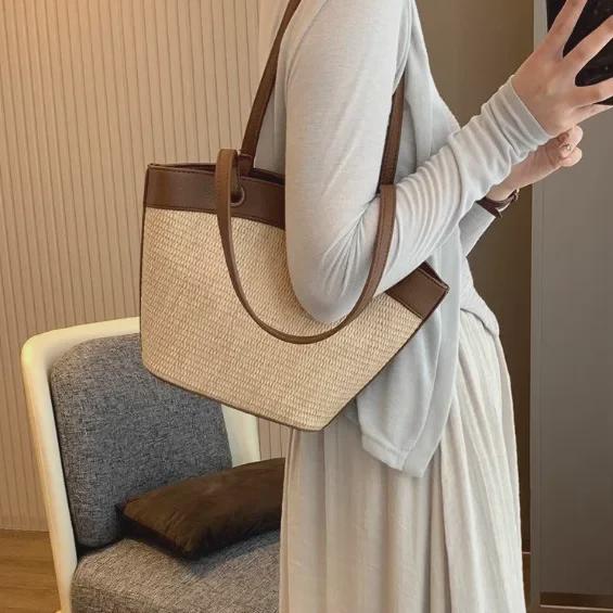 Модная французская ретро-сумка из плетеной соломы для женщин — идеальный вариант для отпуска на море и пляжного отдыха