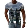Summer Fashion Creative Image Men's T-shirt Round Collar Short Sleeve Tops Camouflage Uniform Soldier Special Forces Retro Gun