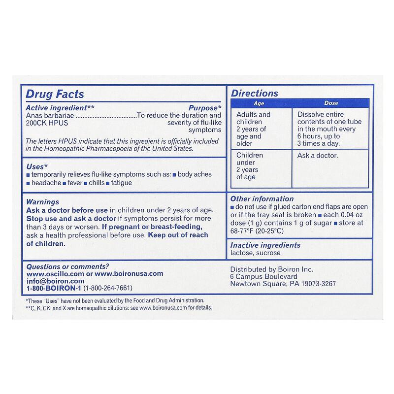Oscillococcinum, Flu-Like Symptoms, 6 Doses, 0.04 oz Each